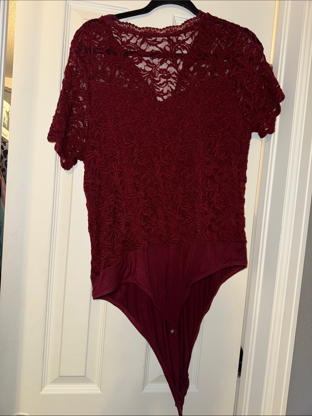 torrid Burgundy Lace Short-Sleeve Bodysuit